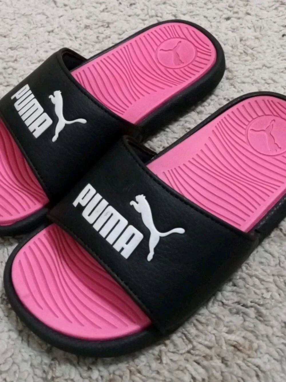 Puma Cool Cat 2.0 Slides Kid's Size 13 Pink Black Padded Strap Comfort Sandals